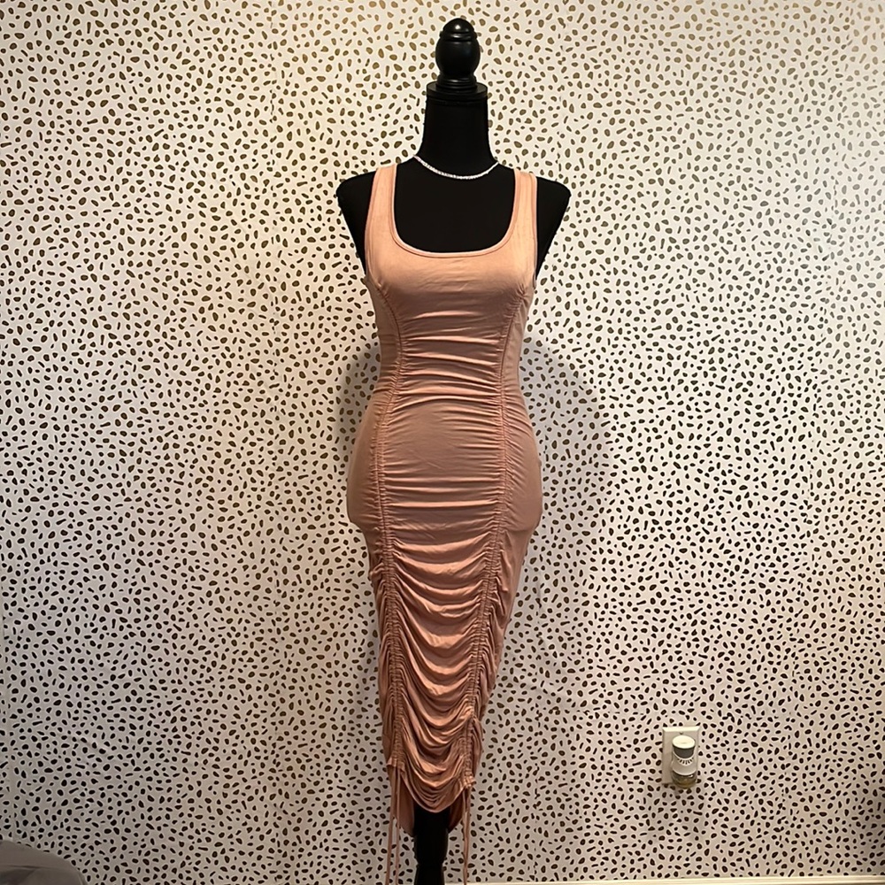 Crinkle drawstring dress
